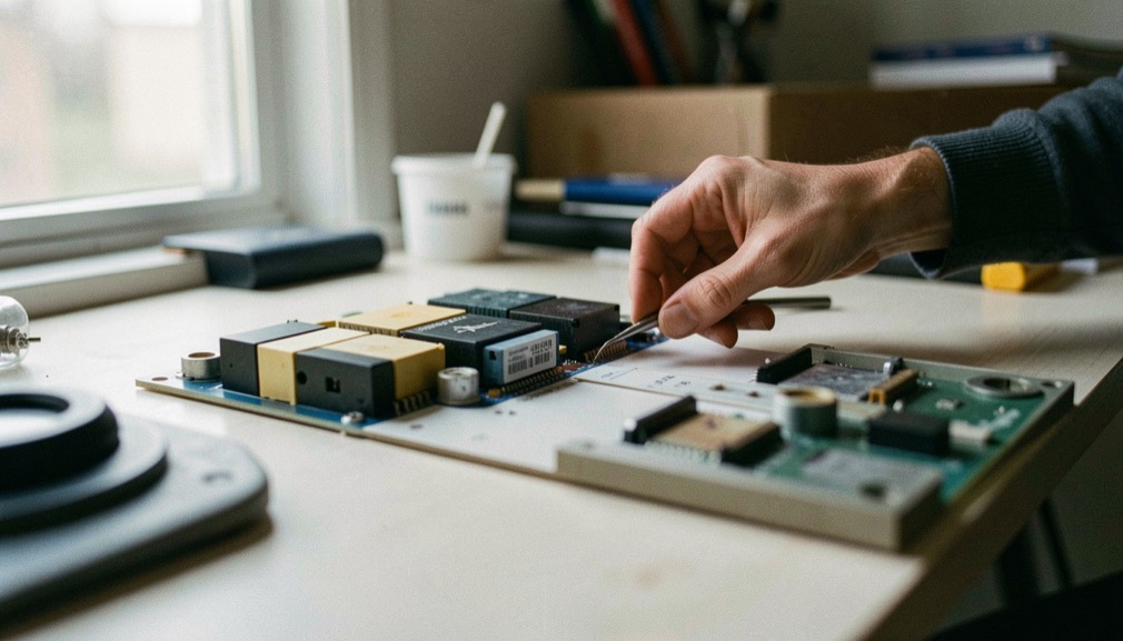 A hand drawing a consistent icon motif on paper